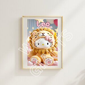 Zodiac Sign Leo Hello Kitty Art Poster 11X17